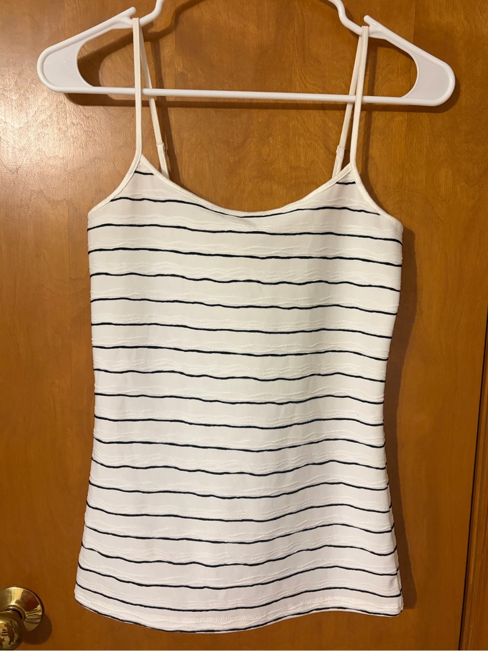 LOFT XS White Striped Spaghetti Strap Camisole